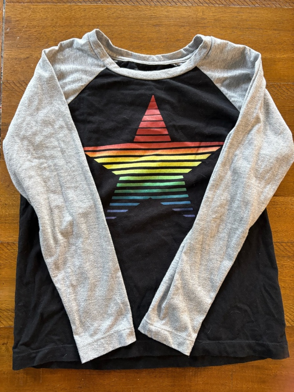 Flowers By Zoe Long-Sleeve Raglan Top with Rainbow Star Graphic M